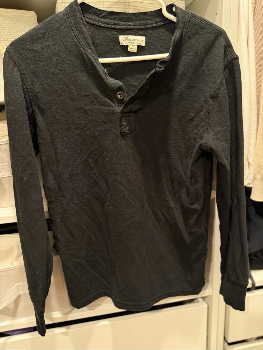 J. Crew Black Long-Sleeve Henley Shirt